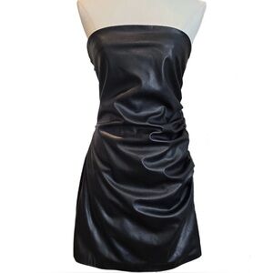 Zara Black Strapless Faux Leather Dress
